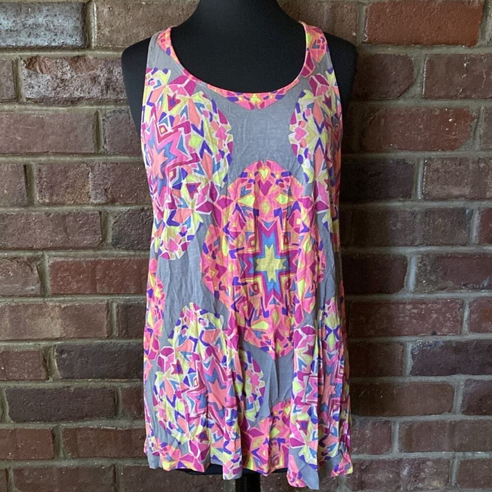Cabi pink and grey tribal print soft oversized tank‎ tunic top